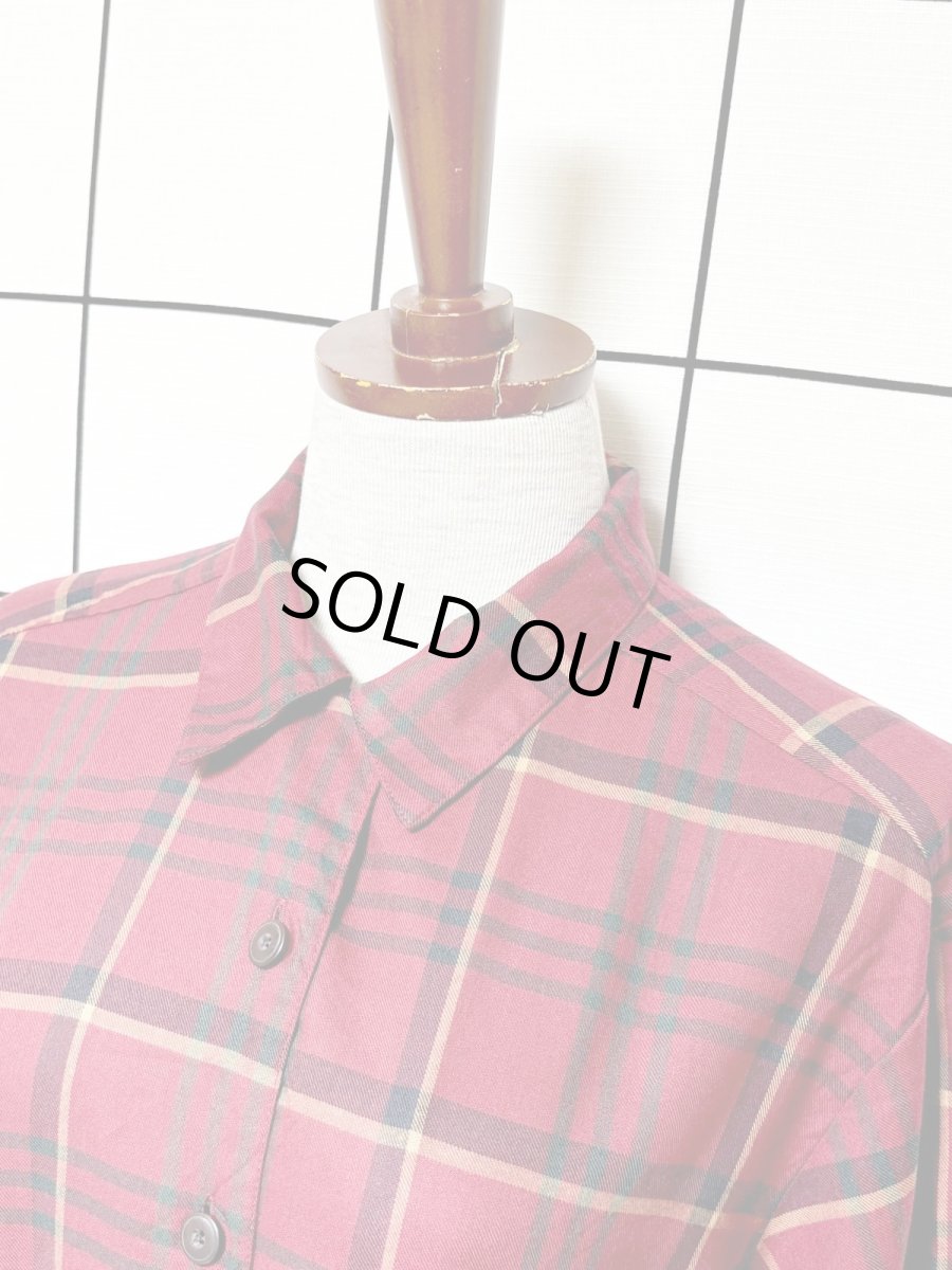 画像4: チェック柄 前開き ウエストゴム レトロ USA古着 ヴィンテージワンピース (4)