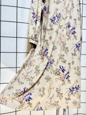 画像10: 首元リボン 花柄 ウエストゴム レトロ USA古着 ヴィンテージワンピース (10)