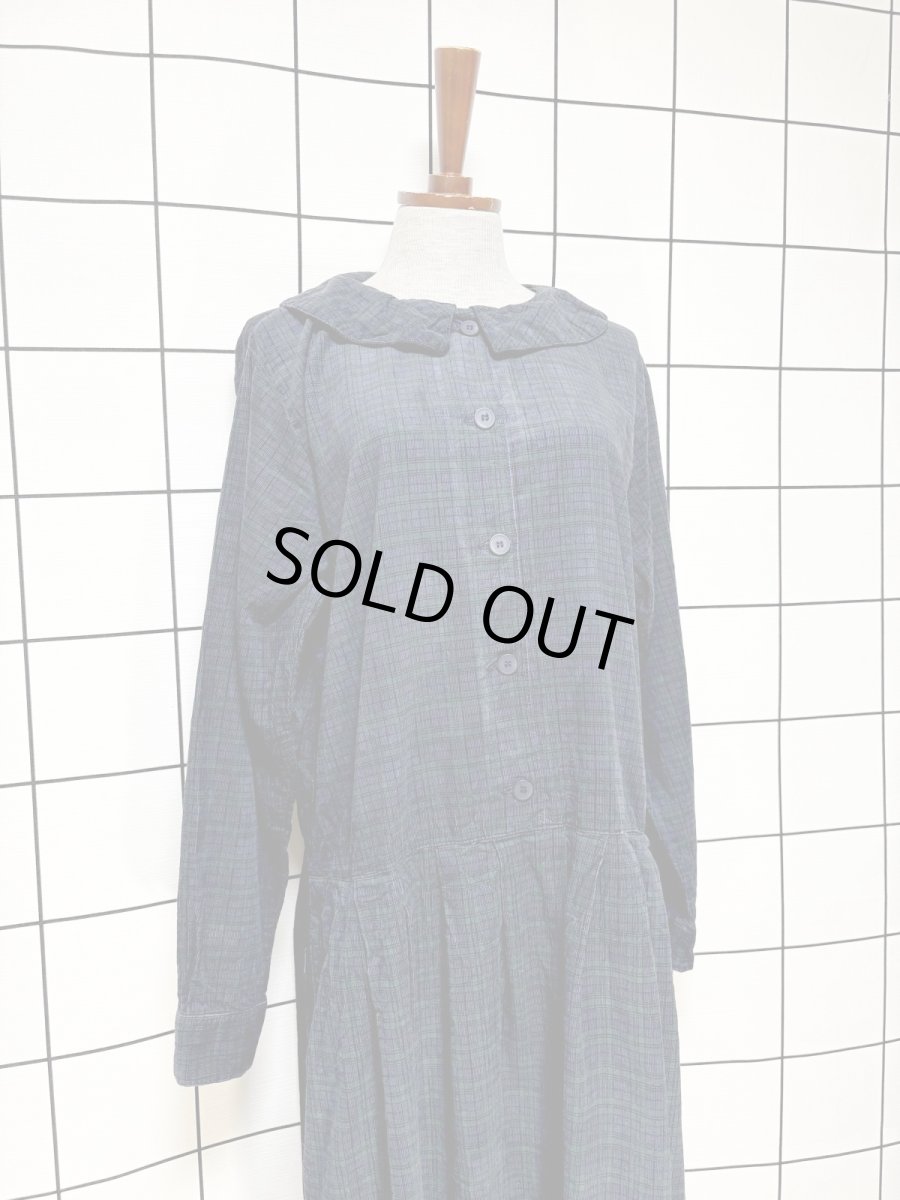 画像3: コーデュロイ チェック柄 レトロ USA古着 ヴィンテージワンピース (3)