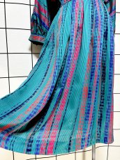 画像10: ストライプ ウエストゴム レトロ USA古着 ヴィンテージワンピース (10)