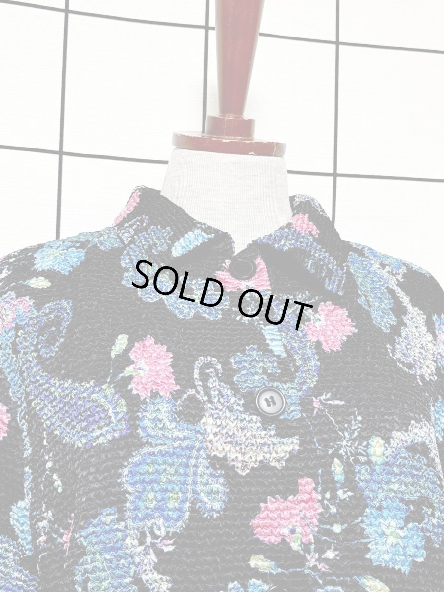 画像5: ポップコーンジャケット ブラック 花柄 レトロ USA古着 (5)