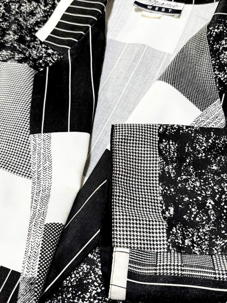 画像9: モノクロ マルチ柄 シングルボタン レトロ USA古着 ヴィンテージジャケット (9)