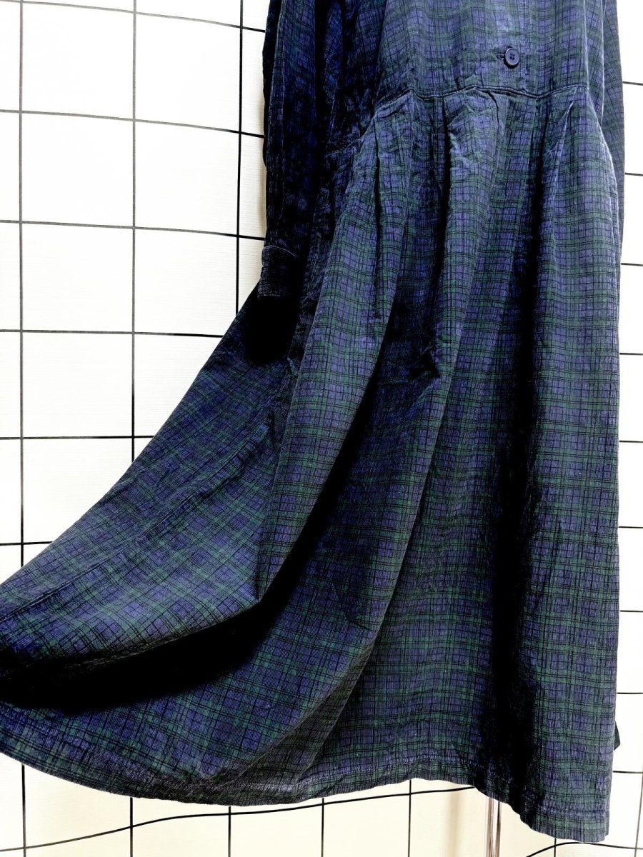 画像9: コーデュロイ チェック柄 レトロ USA古着 ヴィンテージワンピース (9)