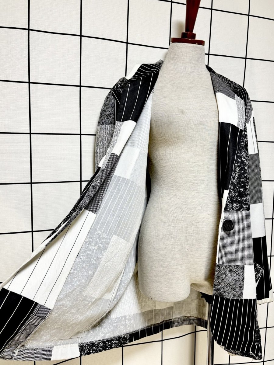 画像8: モノクロ マルチ柄 シングルボタン レトロ USA古着 ヴィンテージジャケット (8)