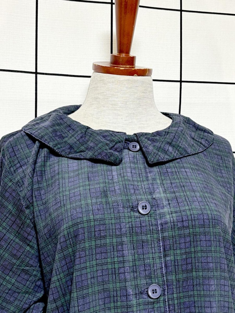 画像5: コーデュロイ チェック柄 レトロ USA古着 ヴィンテージワンピース (5)