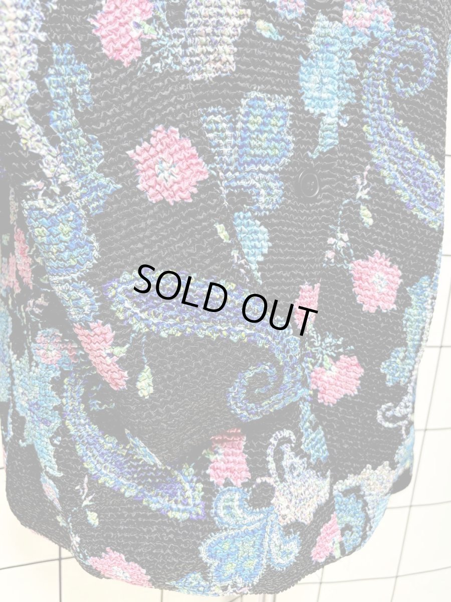 画像7: ポップコーンジャケット ブラック 花柄 レトロ USA古着 (7)