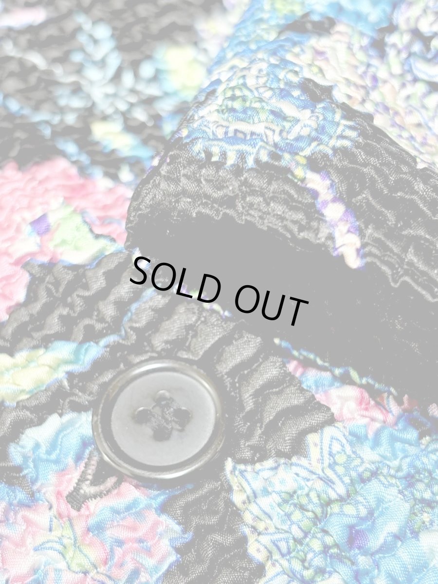 画像12: ポップコーンジャケット ブラック 花柄 レトロ USA古着 (12)