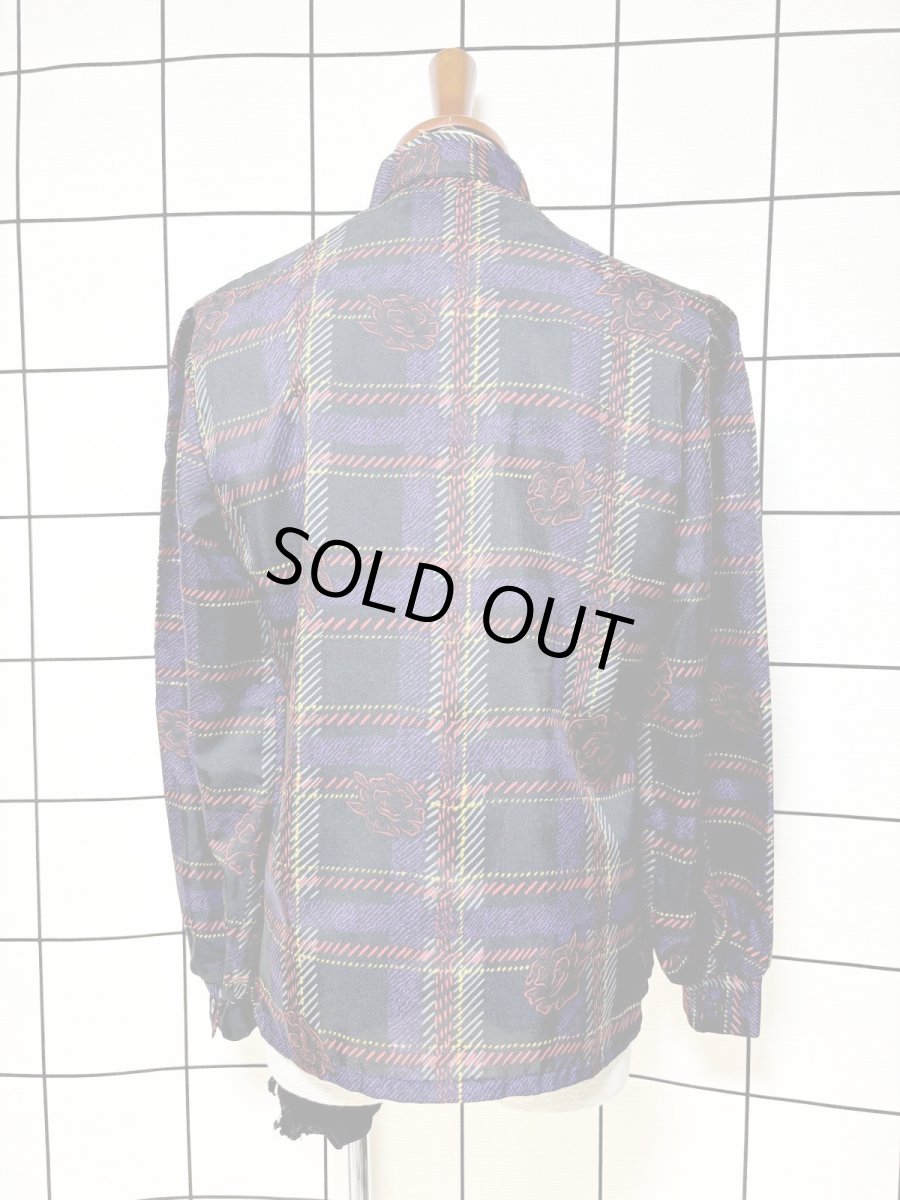 画像2: チェック 花柄 レトロ USA古着 シャツ ヴィンテージブラウス (2)