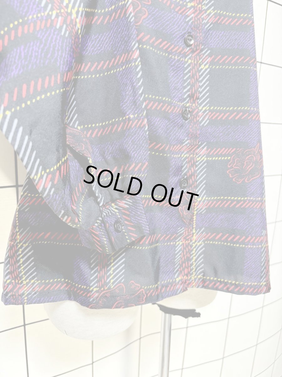 画像6: チェック 花柄 レトロ USA古着 シャツ ヴィンテージブラウス (6)