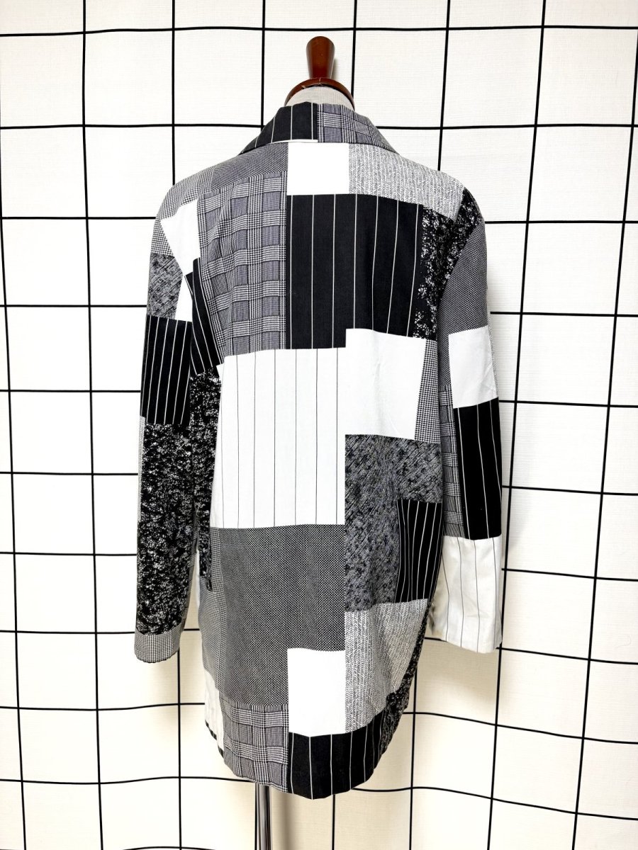 画像2: モノクロ マルチ柄 シングルボタン レトロ USA古着 ヴィンテージジャケット (2)