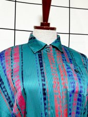 画像5: ストライプ ウエストゴム レトロ USA古着 ヴィンテージワンピース (5)