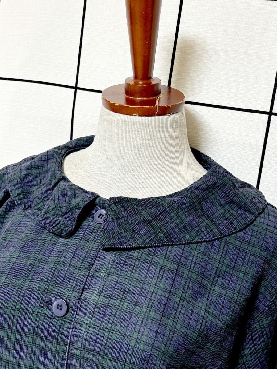 画像4: コーデュロイ チェック柄 レトロ USA古着 ヴィンテージワンピース (4)