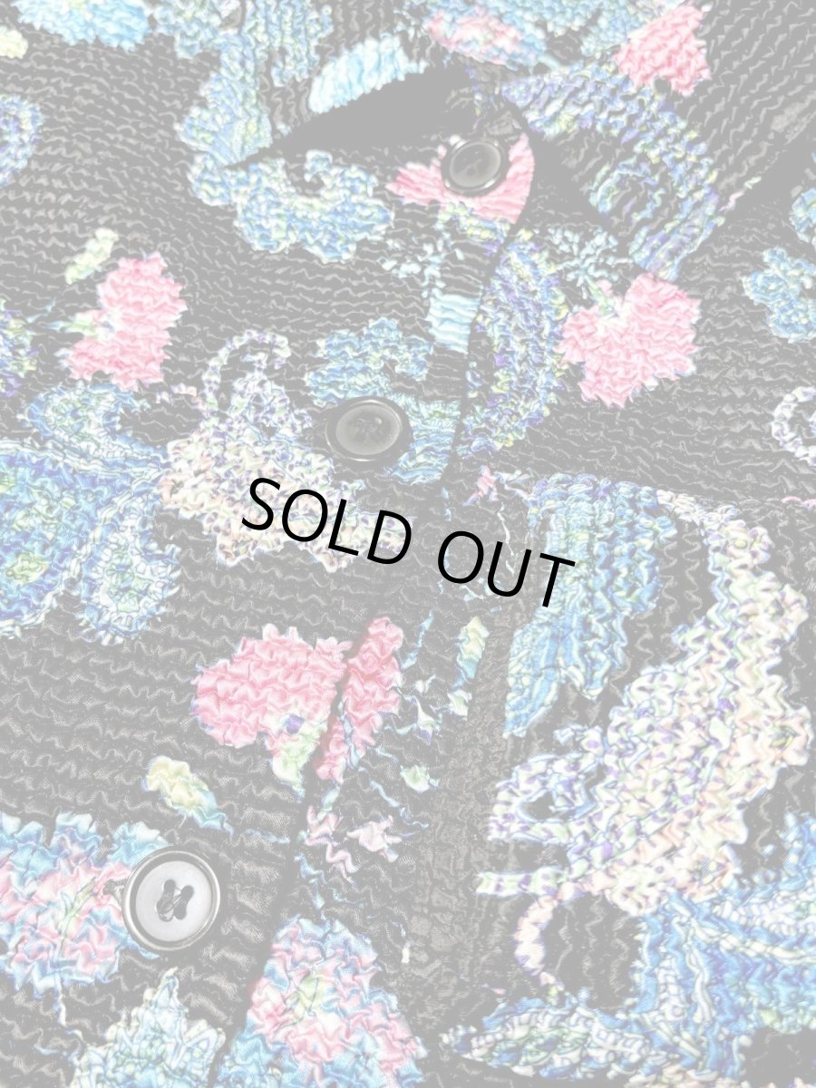 画像9: ポップコーンジャケット ブラック 花柄 レトロ USA古着 (9)