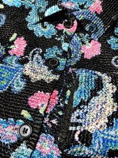 画像9: ポップコーンジャケット ブラック 花柄 レトロ USA古着 (9)