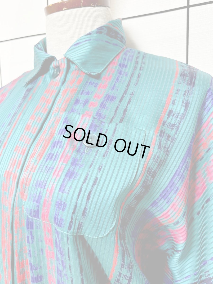 画像8: ストライプ ウエストゴム レトロ USA古着 ヴィンテージワンピース (8)