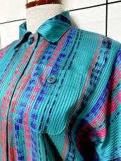 画像8: ストライプ ウエストゴム レトロ USA古着 ヴィンテージワンピース (8)