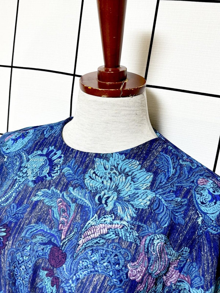 画像4: 花柄 ウエストゴム レトロ USA古着 ヴィンテージワンピース (4)