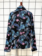 画像2: ポップコーンジャケット ブラック 花柄 レトロ USA古着 (2)