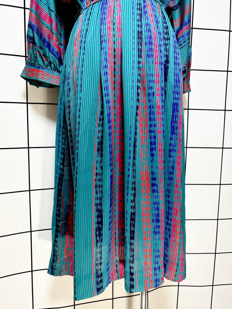 画像9: ストライプ ウエストゴム レトロ USA古着 ヴィンテージワンピース (9)