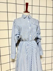 画像3: ストライプ ウエストゴム レトロ USA古着 ヴィンテージワンピース (3)