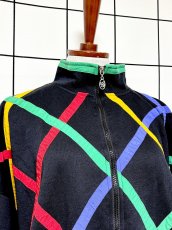 画像5: カラフルライン オーバーサイズコーデにも ブラック ハイネック ジップアップ USA古着 ジャンパー ヴィンテージブルゾンンジャケット (5)
