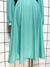 画像9: ドット 首元リボン フロントタック ウエストゴム レトロ USA古着 ヴィンテージワンピース (9)