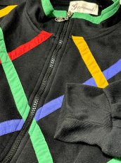 画像10: カラフルライン オーバーサイズコーデにも ブラック ハイネック ジップアップ USA古着 ジャンパー ヴィンテージブルゾンンジャケット (10)