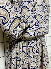 画像9: ペイズリー レース襟 ウエストゴム ビッグカラー レトロ Guatemala 古着 ヴィンテージワンピース (9)