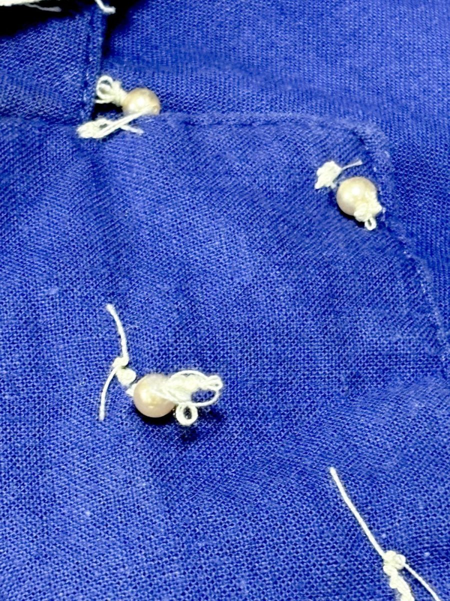 画像11: ショート丈 レース装飾 ブルー レトロ USA古着 ヴィンテージジャケット (11)