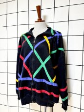画像8: カラフルライン オーバーサイズコーデにも ブラック ハイネック ジップアップ USA古着 ジャンパー ヴィンテージブルゾンンジャケット (8)
