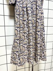 画像10: ペイズリー レース襟 ウエストゴム ビッグカラー レトロ Guatemala 古着 ヴィンテージワンピース (10)