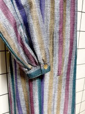 画像8: ストライプ 首元リボン レトロ USA古着 ヴィンテージワンピース (8)