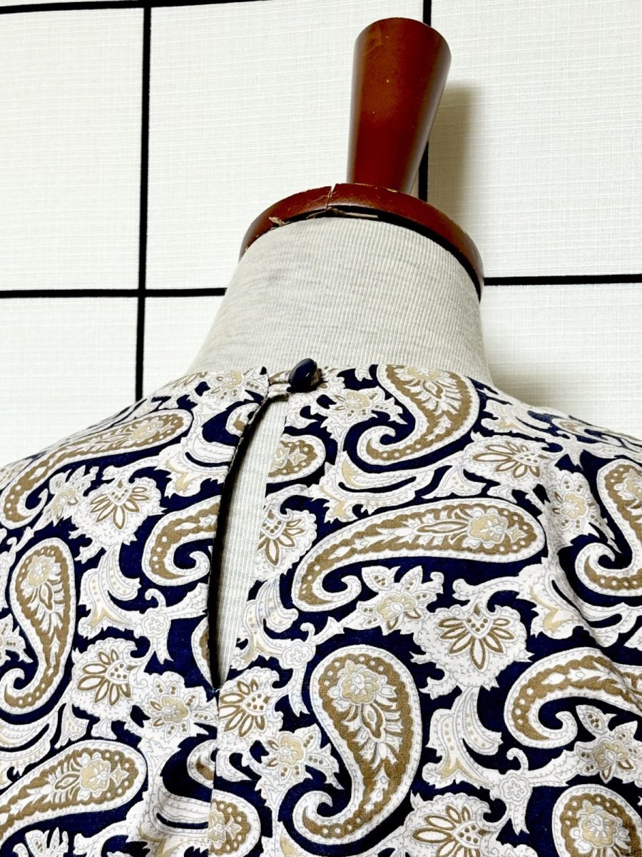 画像3: ペイズリー レース襟 ウエストゴム ビッグカラー レトロ Guatemala 古着 ヴィンテージワンピース (3)