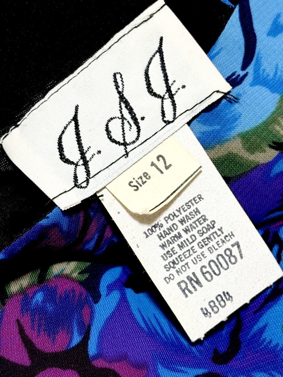 画像14: プリーツ切り替え 花柄 総柄 ウエストゴム レトロ USA古着 ヴィンテージワンピース (14)