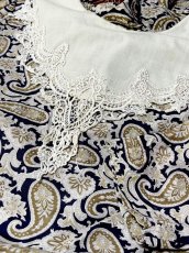 画像12: ペイズリー レース襟 ウエストゴム ビッグカラー レトロ Guatemala 古着 ヴィンテージワンピース (12)