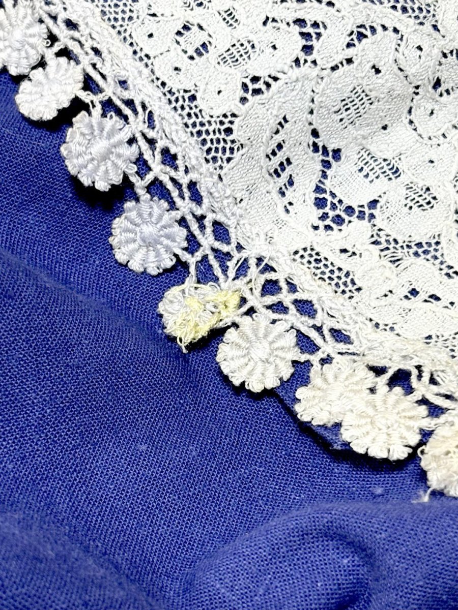 画像16: ショート丈 レース装飾 ブルー レトロ USA古着 ヴィンテージジャケット (16)