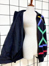 画像9: カラフルライン オーバーサイズコーデにも ブラック ハイネック ジップアップ USA古着 ジャンパー ヴィンテージブルゾンンジャケット (9)