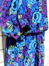 画像8: プリーツ切り替え 花柄 総柄 ウエストゴム レトロ USA古着 ヴィンテージワンピース (8)