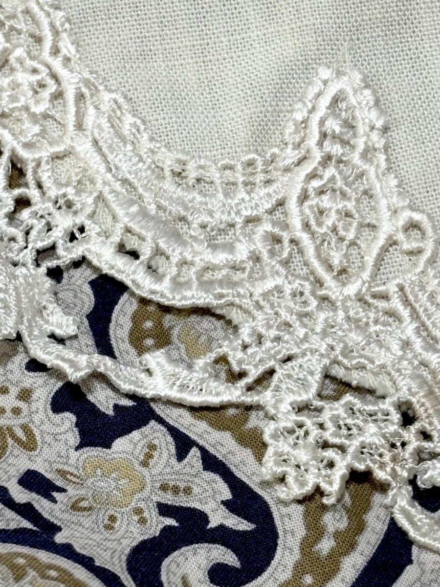 画像14: ペイズリー レース襟 ウエストゴム ビッグカラー レトロ Guatemala 古着 ヴィンテージワンピース (14)