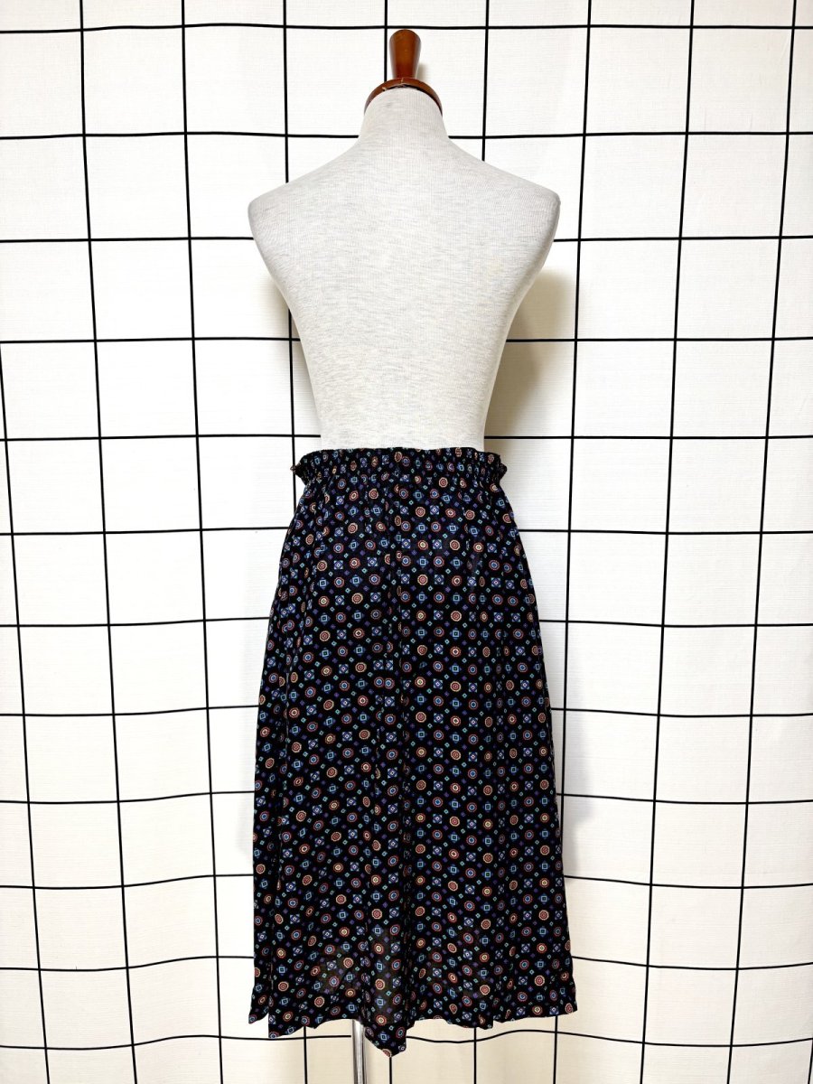 画像6: 幾何学柄 ブラック レトロ USA古着 ヴィンテージスカート (6)