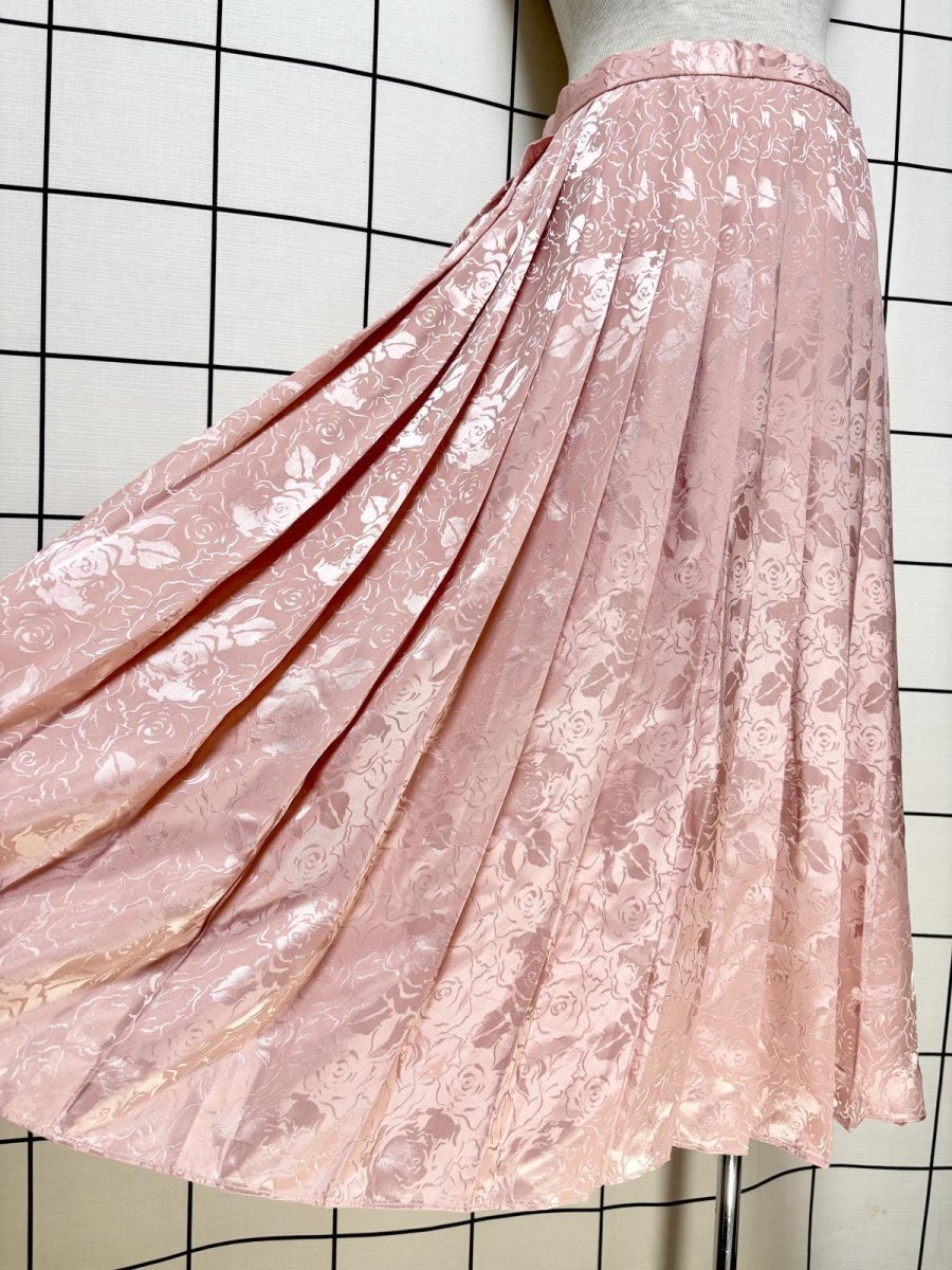 画像4: プリーツ 花織り模様 ピンク TALON レトロ USA古着 ヴィンテージスカート (4)