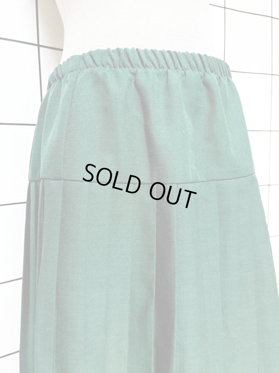 画像2: プリーツ グリーン ウエストゴム レトロ USA古着 ヴィンテージスカート (2)