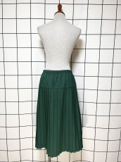 画像6: プリーツ グリーン ウエストゴム レトロ USA古着 ヴィンテージスカート (6)