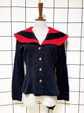 画像1: ビッグカラー ブラック レッド レトロ USA古着 ヴィンテージジャケット (1)