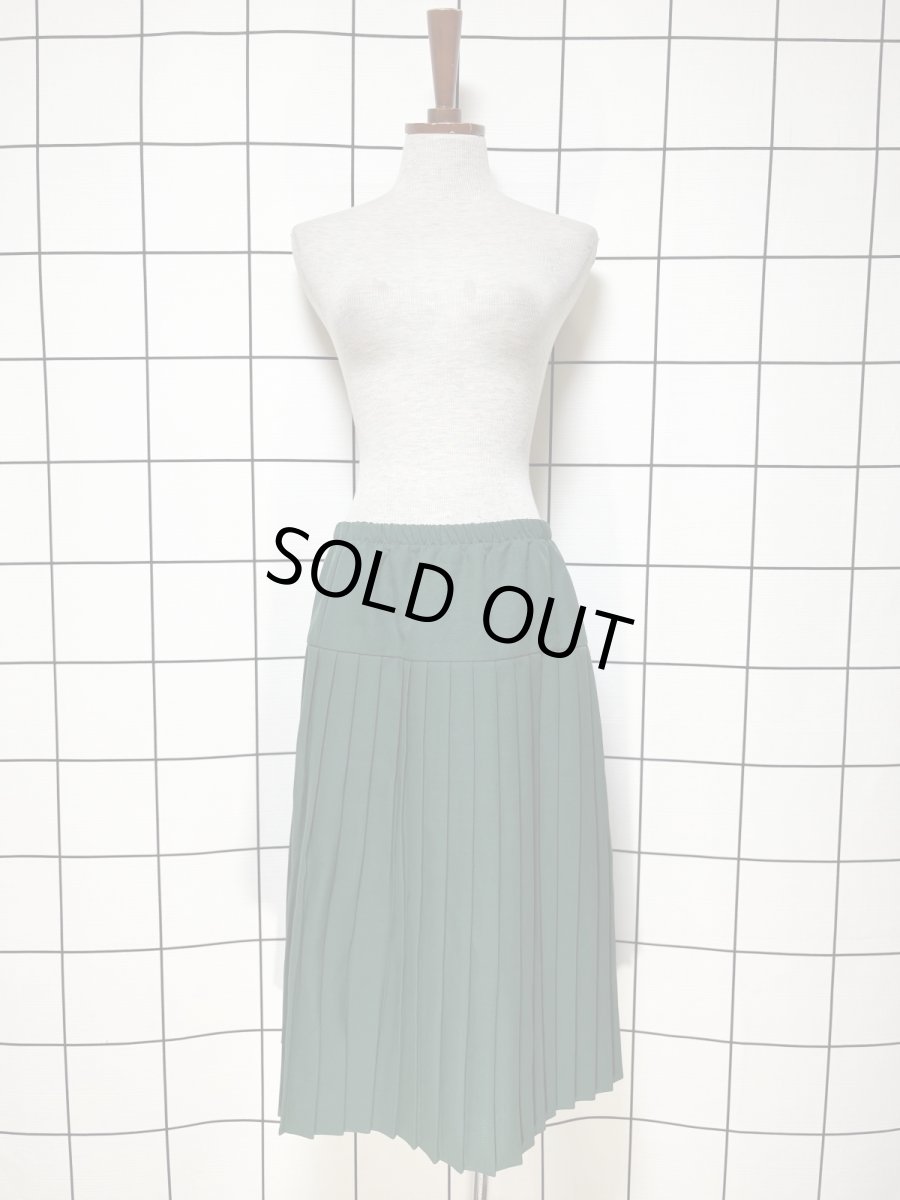 画像5: プリーツ グリーン ウエストゴム レトロ USA古着 ヴィンテージスカート (5)