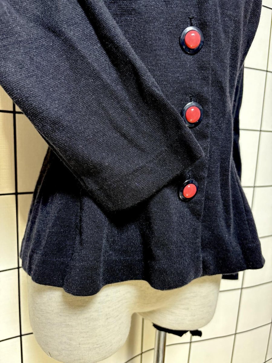 画像7: ビッグカラー ブラック レッド レトロ USA古着 ヴィンテージジャケット (7)