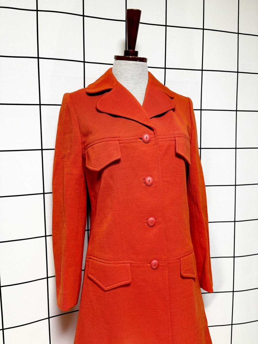 画像4: オレンジ 無地 レトロ USA古着 ヴィンテージコート (4)