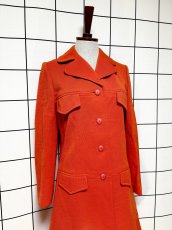 画像4: オレンジ 無地 レトロ USA古着 ヴィンテージコート (4)