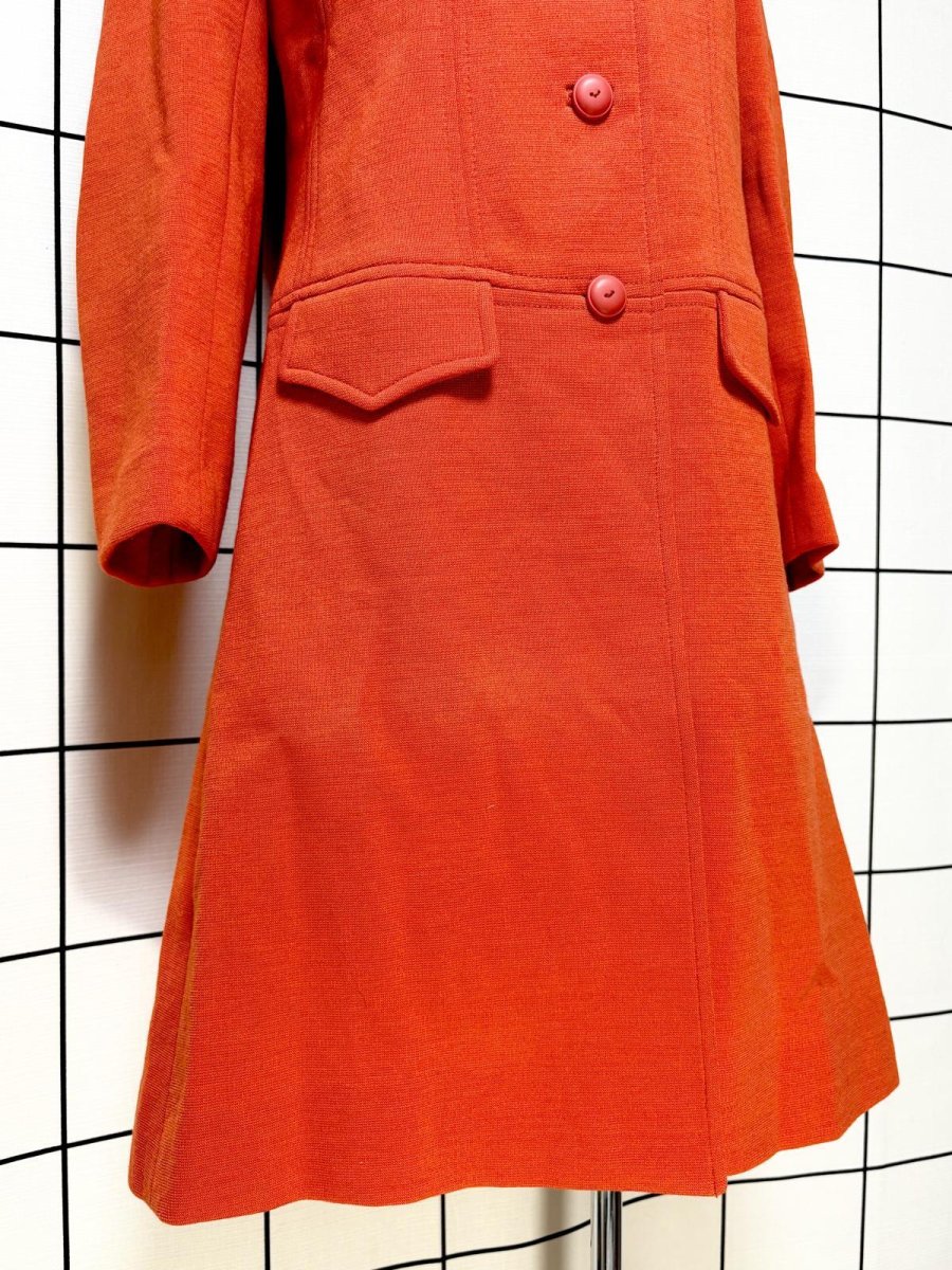 画像9: オレンジ 無地 レトロ USA古着 ヴィンテージコート (9)