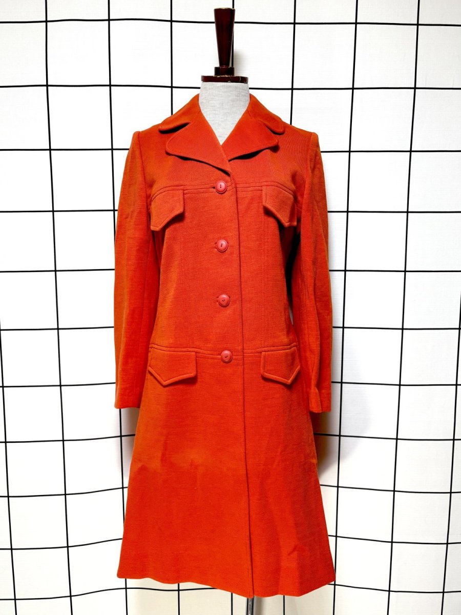 画像1: オレンジ 無地 レトロ USA古着 ヴィンテージコート (1)